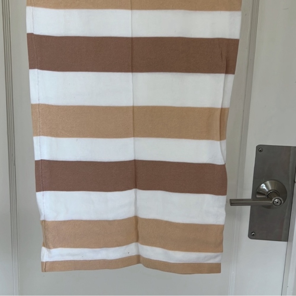 ❌SOLD❌ Sabo Skirt Leti Tan Brown White Long Knit Cotton Maxi Pencil Stripe Skirt - Picture 4 of 10